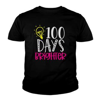 100 Days Brighter Teacher Student 100 Days Of School Youth T-shirt | Mazezy
