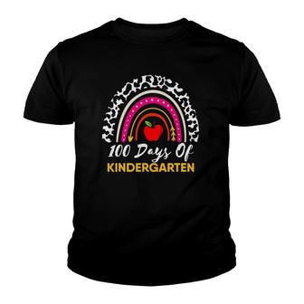 100 Days Of School Teacher Kindergarten Rainbow Youth T-shirt | Mazezy