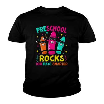 100 Days Smarter Preschool Crayons - Preschool Rocks Teacher Youth T-shirt | Mazezy