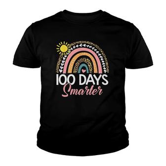 100 Days Smarter Rainbow Leopard Happy 100Th Day Of School Youth T-shirt