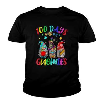 100 Days With My Gnomies Happy 100Th Day Of School Gnome Youth T-shirt | Mazezy