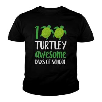 100 Turtley Awesome Days Cool Turtle 100Th Day Of School Youth T-shirt | Mazezy