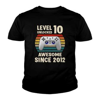 10Th Birthday 10 Years Old Vintage Gmaer Level 10 Unlocked Awesome Since 2012 Youth T-shirt - Seseable