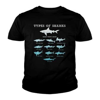 11 Types Of Sharks Marine Biology Youth T-shirt | Mazezy