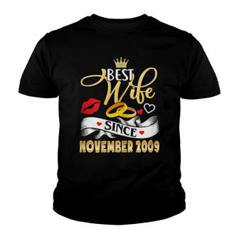 12 Wedding Anniversary Outfit Best Wife Since 2009 Youth T-shirt | Mazezy