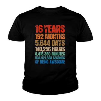 16 Years Old 16Th Birthday Vintage Retro 192 Months Youth T-shirt | Mazezy