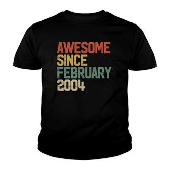 18Th Birthday Gifts Awesome Since February 2004 18 Years Old Youth T-shirt | Mazezy