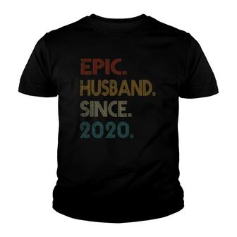 1St Wedding Anniversary Gift Him Epic Husband Since 2020 Ver2 Youth T-shirt | Mazezy