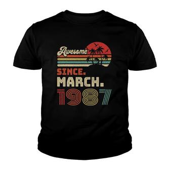 35 Years Old Awesome Since March 1987 35Th Birthday Youth T-shirt | Mazezy