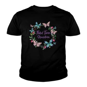 3Rd Time Grandma New Grandmother Butterfly Water Art Youth T-shirt | Mazezy