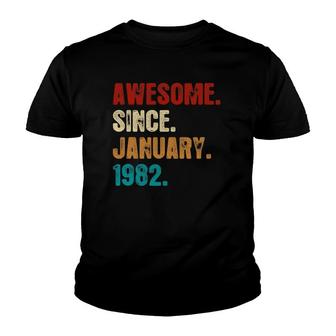 40 Years Old Awesome Since January 1982 Vintage 40Th Birthday Youth T-shirt | Mazezy