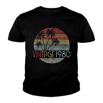41 Year Old Gift Vintage 1980 Sunset Palm Tree 41st Birthday Youth T-shirt - Thegiftio
