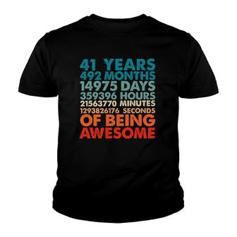 41 Years 492 Months Of Being Awesome 41St Birthday Men Youth T-shirt | Mazezy