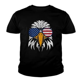 4Th Of July Bald Eagle Patriotic American Flag Glasses Gift Youth T-shirt | Mazezy
