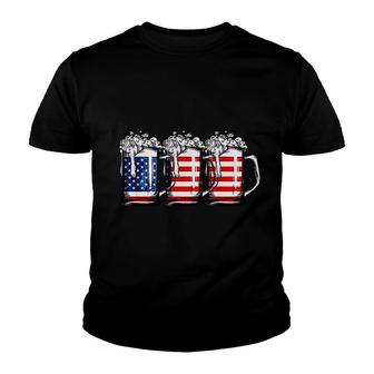 4th Of July Beer American Flag Youth T-shirt | Mazezy