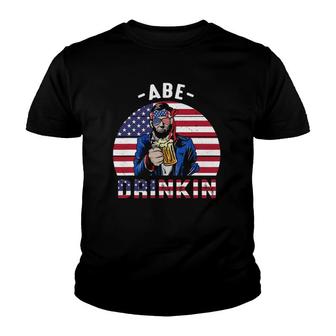 4Th Of July Drinkin Like Lincoln Abraham Abe American Flag Youth T-shirt | Mazezy