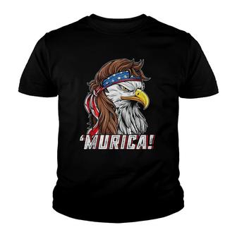 4Th Of July Eagle Mullet Murica American Flag Usa Merica Youth T-shirt | Mazezy