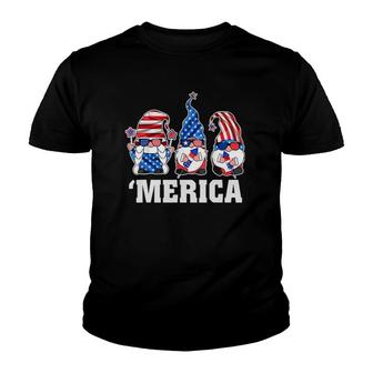 4Th Of July Gnomes Merica American Freedom Usa Flag Youth T-shirt | Mazezy