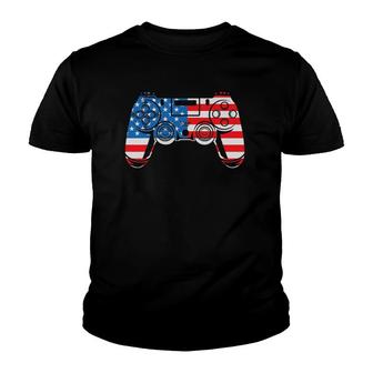 4Th Of July Video Gamer American Freedom Usa Flag Youth T-shirt | Mazezy
