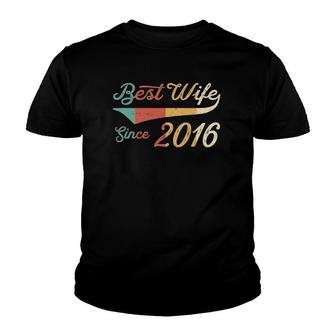 5 Year Wedding Anniversary Gift Her Best Wife Since 2016 Ver2 Youth T-shirt | Mazezy