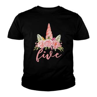 5 Years Old Birthday Girl Gift Unicorn 5Th Birthday Youth T-shirt | Seseable CA