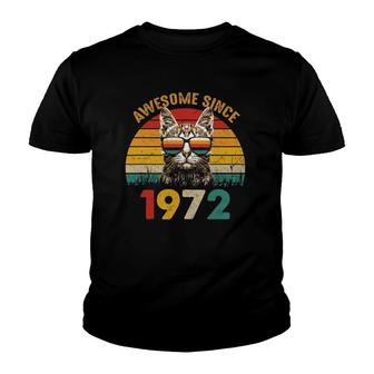 50Th Birthday Cat Lover 50 Years Vintage Awesome Since 1972 Gift Youth T-shirt | Mazezy
