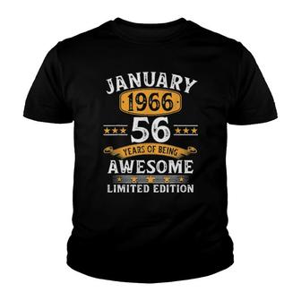 56 Years Old Retro Vintage 1966 January 1966 56Th Birthday Youth T-shirt | Mazezy