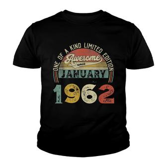 60Th Birthday Decorations January 1962 60 Yrs Old Youth T-shirt | Mazezy