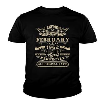 60Th Birthday For Legends Born February 1962 60 Yrs Old Youth T-shirt | Mazezy