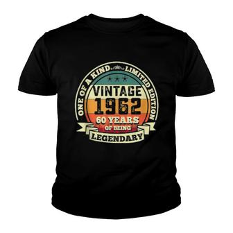 60Th Birthday Vintage Retro Legendary 1962 60 Years Old Youth T-shirt | Mazezy