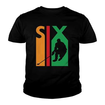 6Th Birthday Gift Six Colorful Hockey Birthday 6 Years Old Youth T-shirt | Mazezy