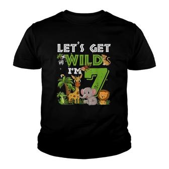 7 Years Old Zoo Birthday Safari Jungle Animal 7Th Youth T-shirt | Mazezy