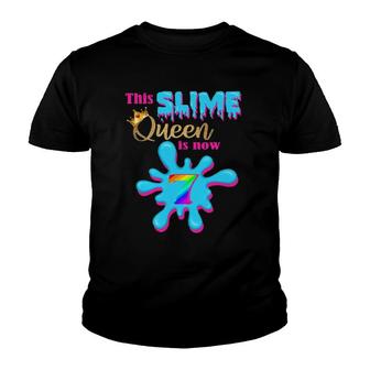 7 Yrs Old Birthday Party 7Th Bday 2015 This Slime Queen Is 7 Youth T-shirt | Mazezy