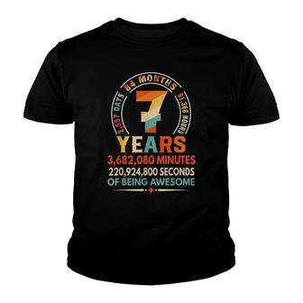 7Th Birthday 7 Years Old Vintage Retro - 7 Yr Old Youth T-shirt - Seseable