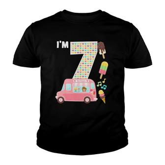 7Th Birthday Crew Ice Cream Truck I'm 7 Bday Ice Cream Party Youth T-shirt | Mazezy
