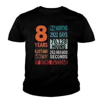 8 Years 96 Months Of Being Awesome 8Th Birthday Countdown Youth T-shirt | Mazezy