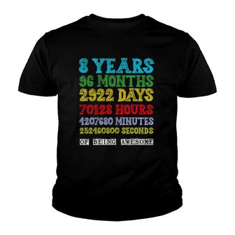 8 Years Of Being Awesome Happy 8Th Birthday Eight Countdown Youth T-shirt | Mazezy UK