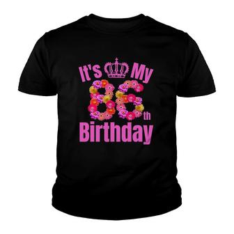 86 Years Old Birthday Women Flower Its My 86Th Birthday Youth T-shirt - Thegiftio UK