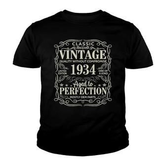 88Th Birthday Vintage Perfection Aged 1934 88 Yrs Old Youth T-shirt | Mazezy