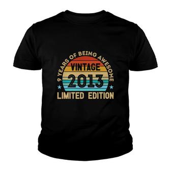 9 Years Of Being Awesome Vintage 9Th Birthday Youth T-shirt - Seseable