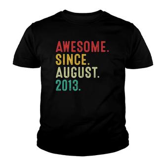 9 Years Old Awesome Since August 2013 9Th Birthday Youth T-shirt | Mazezy