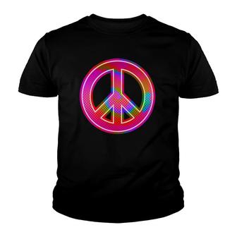 90S Rave Psychedelic Tie Dye Hippie Peace Sign Youth T-shirt | Mazezy UK