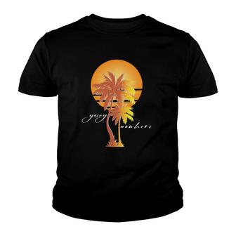 90'S Retro Sunset Summer Vibes Summer Palm Tree Orange Color Youth T-shirt | Mazezy
