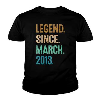 9Th Birthday Gift 9 Year Old Legend Since March 2013 Youth T-shirt - Seseable