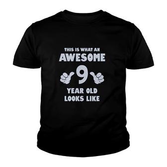 9th Birthday Girl 9 Year Old This Is What An Awesome Gifts Youth T-shirt - Seseable