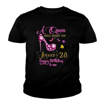 A Queen Was Born On January 28, 28Th January Birthday Gift Youth T-shirt | Mazezy