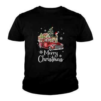 Afghan Hound Riding Red Truck Xmas Merry Christmas Youth T-shirt | Mazezy
