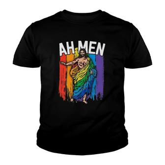 Ah Men God Jesus Christian Lgbtq Lesbian Gay Pride Youth T-shirt | Mazezy