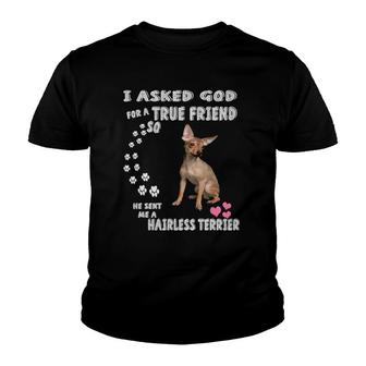 Aht Dog Quote Mom Dad Print Cute American Hairless Terrier Youth T-shirt | Mazezy