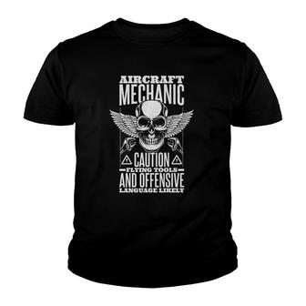 Aircraft Mechanic Flying Tools And Offensive Language Plane Youth T-shirt | Mazezy